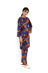 Plum Fine Lawn Printed Floral Deep Shades in Puprle Blue Mustard Orange Red Colour 2 pc suit For Girls.